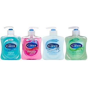 Image of three bottles of Carex Hand Wash Assorted on Now Now Express for sending hand wash to Nigeria